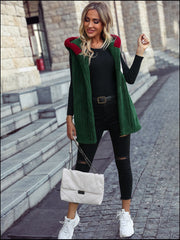 Santa Open Front Hooded Vest Coat - Trendsi