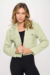 Coalition LA Snap Down Cropped Hooded Jacket - Trendsi - Flyclothing LLC