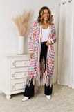 Multicolored Open Front Fringe Hem Cardigan - Trendsi - Flyclothing LLC