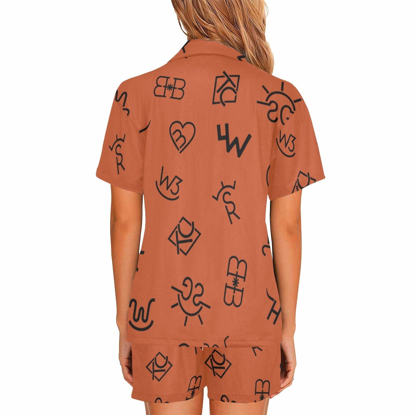 Baha Ranch Brown Cattle Brands Short Pajama Set