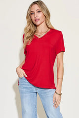 Basic Bae Full Size V-Neck High-Low T-Shirt - ShopBasicbae - Flyclothing LLC