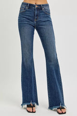 RISEN Full Size Mid Rise Flare Frayed Hem Jeans Plus Size - Trendsi - Flyclothing LLC