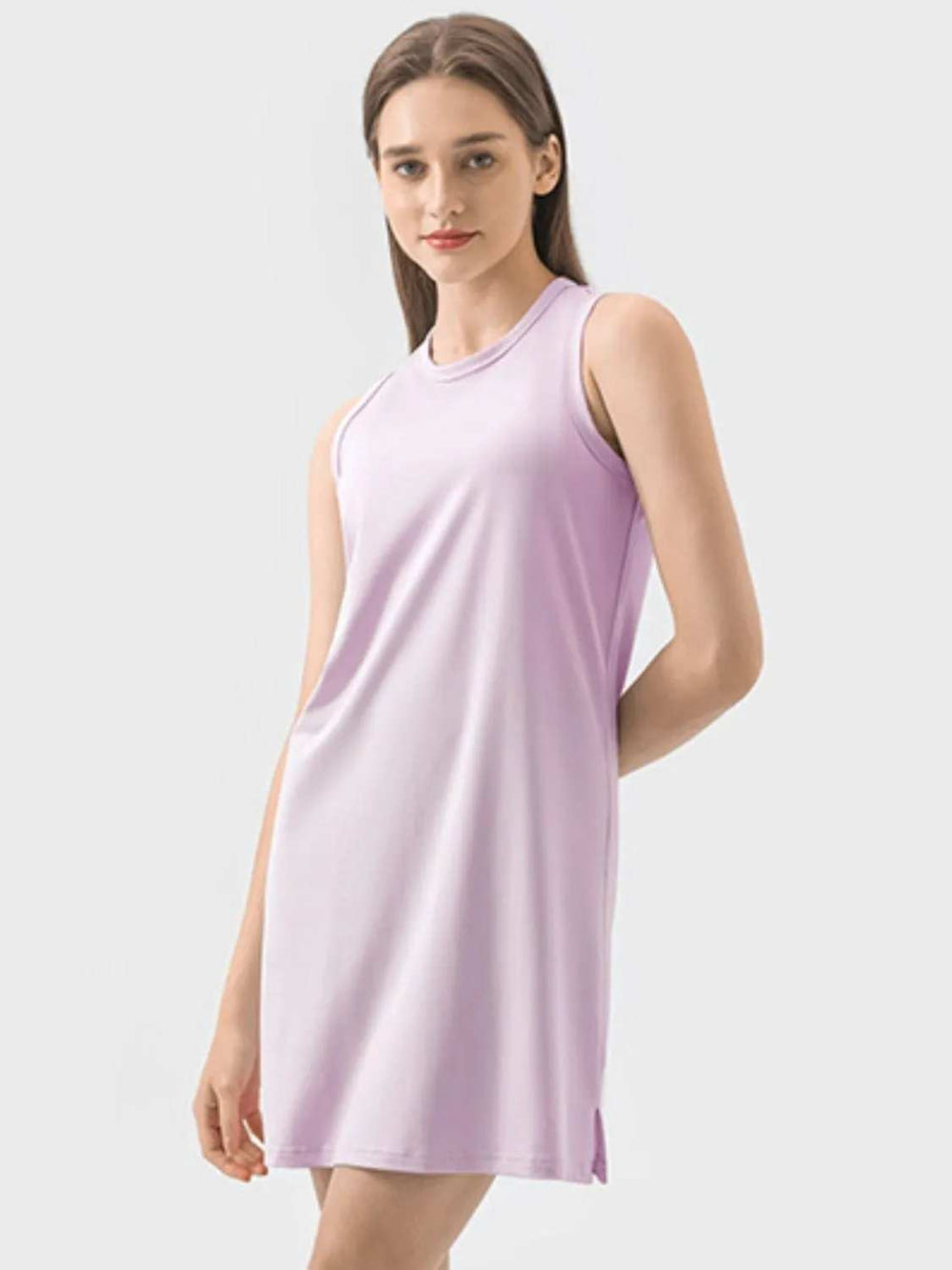 Round Neck Sleeveless Active Dress - Trendsi - Flyclothing LLC