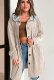 Drawstring Button Up Long Sleeve Hooded Jacket - Trendsi - Flyclothing LLC