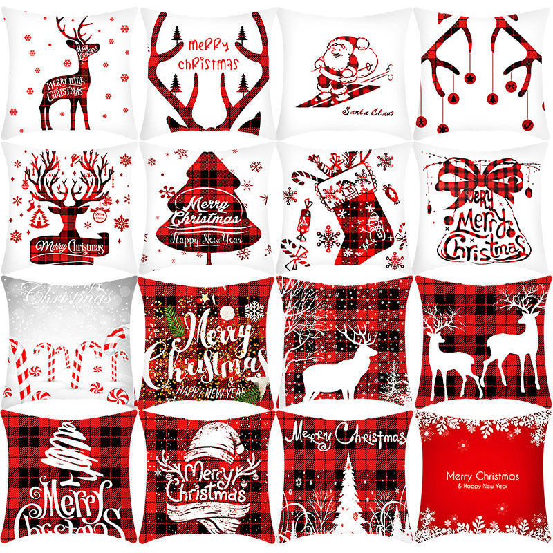 Merry Christmas Cushion Cover 45cm Elk Santa Claus Short Plush Sofa Pillow Cover Home Decor Pillowcase Christmas Decoration - My Store - Flyclothing LLC