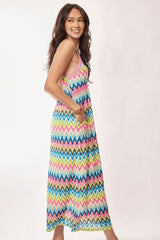 Davi & Dani Multi Color Crochet Lace Midi Dress - Trendsi - Flyclothing LLC