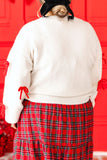 Bow Trim Round Neck Long Sleeve Sweater - Trendsi