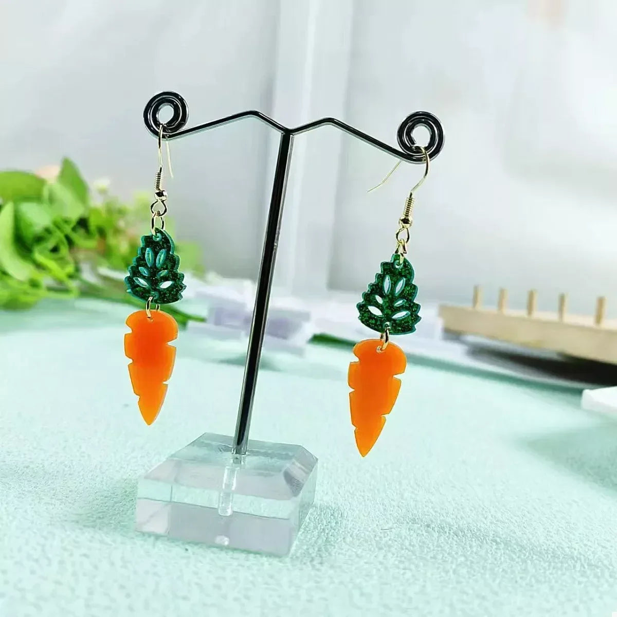 Carrot & Leaf Dangle Earrings - Trendsi - Flyclothing LLC
