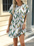 Printed Round Neck Short Sleeve Mini Dress - Trendsi - Flyclothing LLC