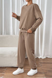Perfee Round Neck Long Sleeve Top and Pants Set - Trendsi