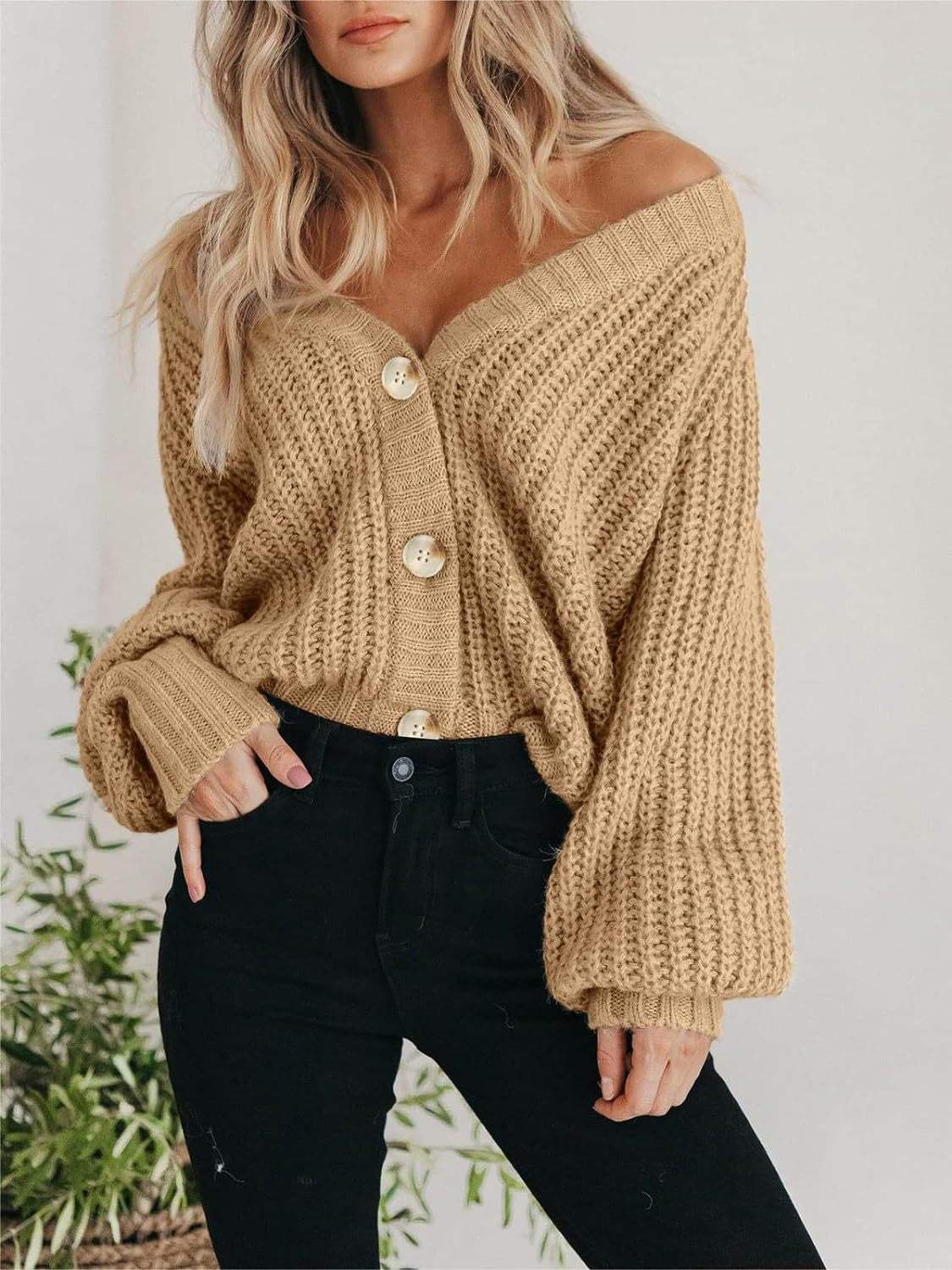 Button Up Long Sleeve Cardigan - Trendsi - Flyclothing LLC