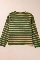 Striped Round Neck Dropped Shoulder Sweater - Trendsi - Flyclothing LLC