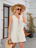 Tie Front Sleeveless Romper with Pockets - Trendsi - Flyclothing LLC