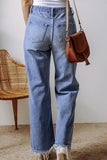 Distressed Straight Leg Jeans with Pockets - Trendsi
