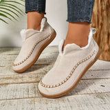 Round Toe Sherpa-Lined Slip-Ons - Trendsi - Flyclothing LLC