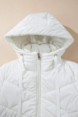 Drawstring Zip Up Long Sleeve Hooded Winter Coat - Trendsi - Flyclothing LLC