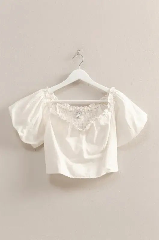 HYFVE Puff Sleeve Sweetheart Neck Top - Trendsi - Flyclothing LLC