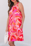 Abstract Floral Print Sleeveless Shift Mini Dress - Trendsi