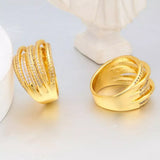 18K Gold-Plated Multi-Row Ring - Trendsi - Flyclothing LLC