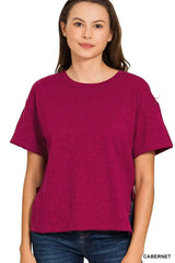 Zenana Cotton Slub Short Sleeve Tee - Trendsi - Flyclothing LLC
