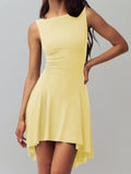 High-Low Round Neck Sleeveless Dress - Trendsi