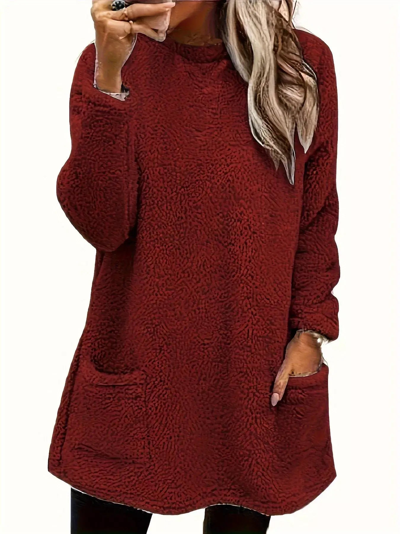 Fleece Long Sleeve Sweatshirt - Trendsi - Flyclothing LLC
