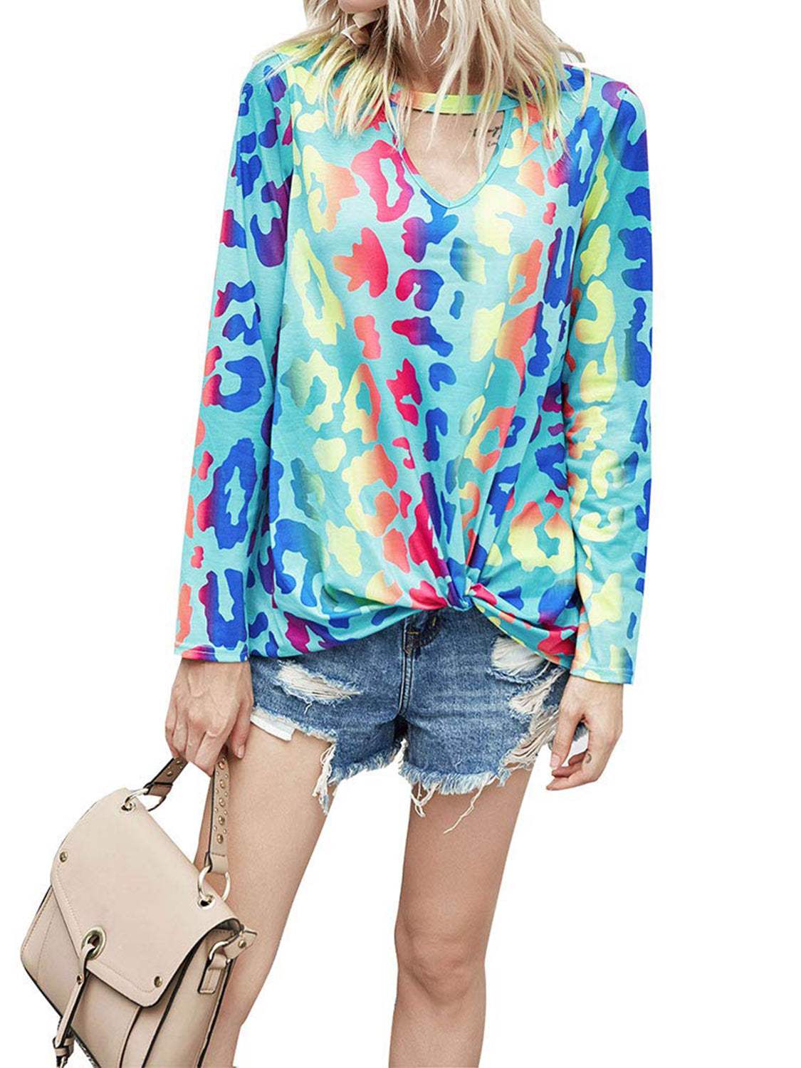 Cutout Round Neck Long Sleeve T-Shirt - Trendsi - Flyclothing LLC