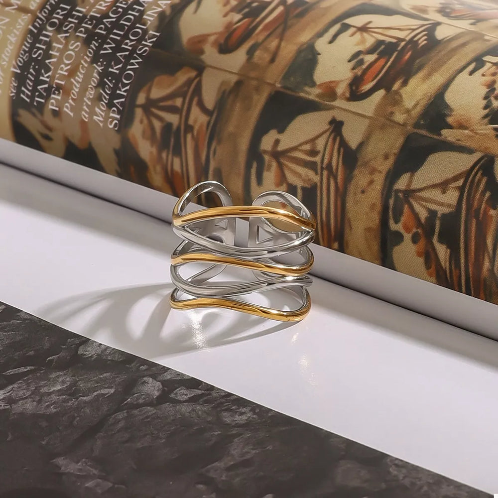 Two-Tone Open Ring - Trendsi - Flyclothing LLC