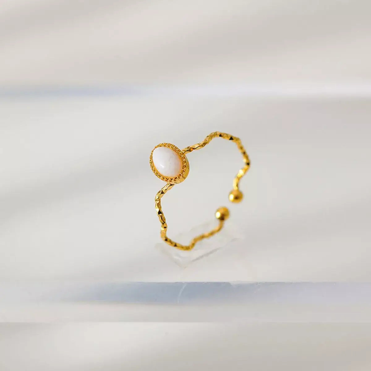 18K Gold-Plated Wave Open Ring - Trendsi - Flyclothing LLC