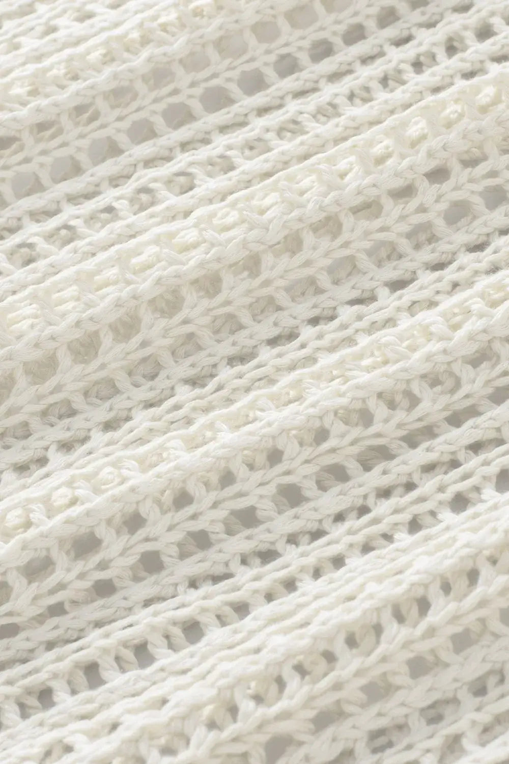 Openwork Round Neck Half Sleeve Knit Cover Up - Trendsi - Flyclothing LLC