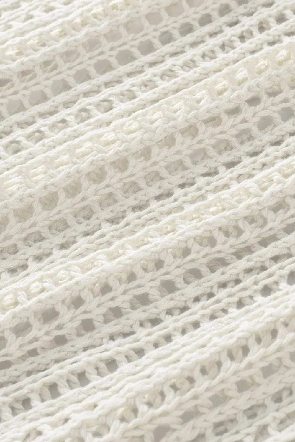 Openwork Round Neck Half Sleeve Knit Cover Up - Trendsi - Flyclothing LLC