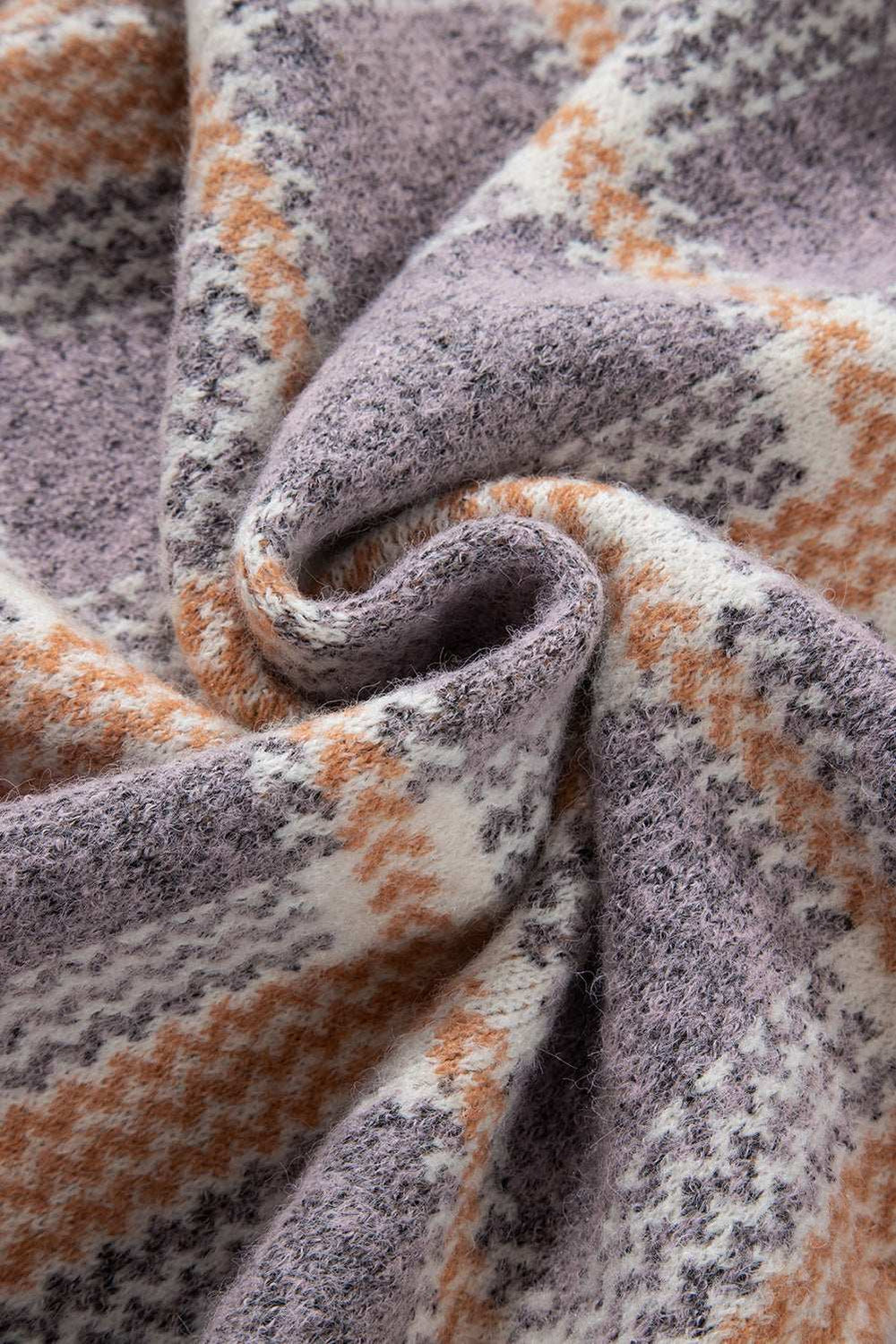 Plaid Button Up Collared Neck Cardigan - Trendsi - Flyclothing LLC