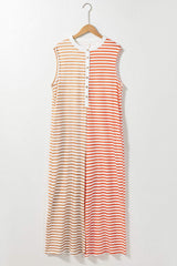 Striped Round Neck Sleeveless Jumpsuit - Trendsi - Flyclothing LLC