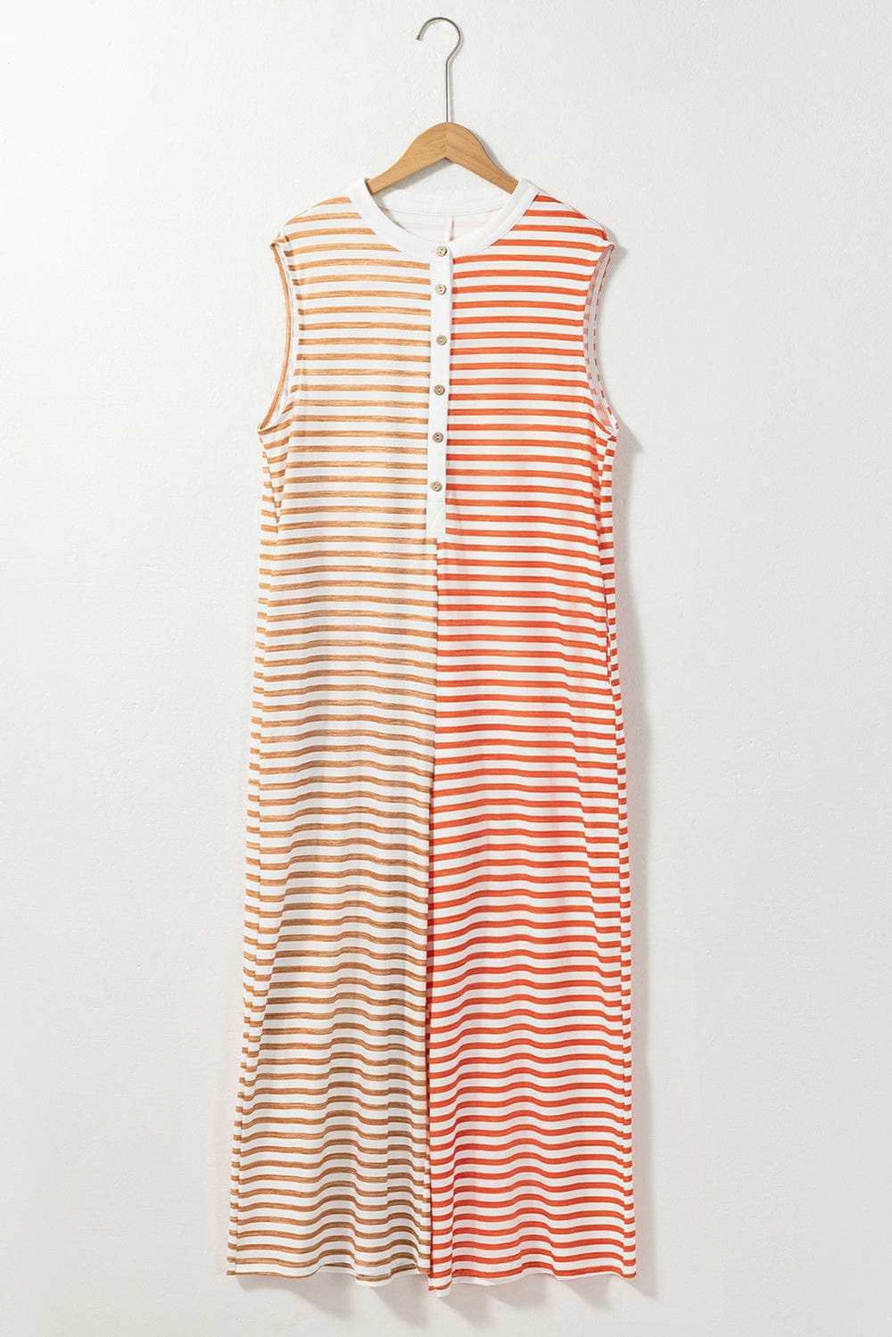 Striped Round Neck Sleeveless Jumpsuit - Trendsi - Flyclothing LLC