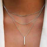 Three Layered Bar Pendant Necklace - Trendsi - Flyclothing LLC