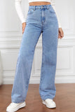 High Waist Straight Jeans - Trendsi