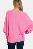 Zenana Ribbed Round Neck Long Sleeve Top - Trendsi - Flyclothing LLC