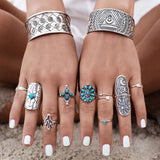 Alloy Turquoise 9-Piece Ring Set - Trendsi - Flyclothing LLC