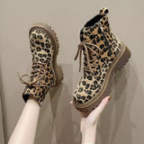 Animal Print Lace-Up Ankle Boots - Trendsi - Flyclothing LLC