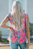 Ruffled Printed V-Neck Tank - Trendsi - Flyclothing LLC