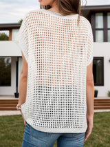 Openwork Round Neck Short Sleeve Cover-Up - Trendsi - Flyclothing LLC