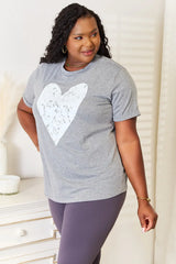 Simply Love Heart Graphic Cuffed Short Sleeve T-Shirt - Trendsi - Flyclothing LLC