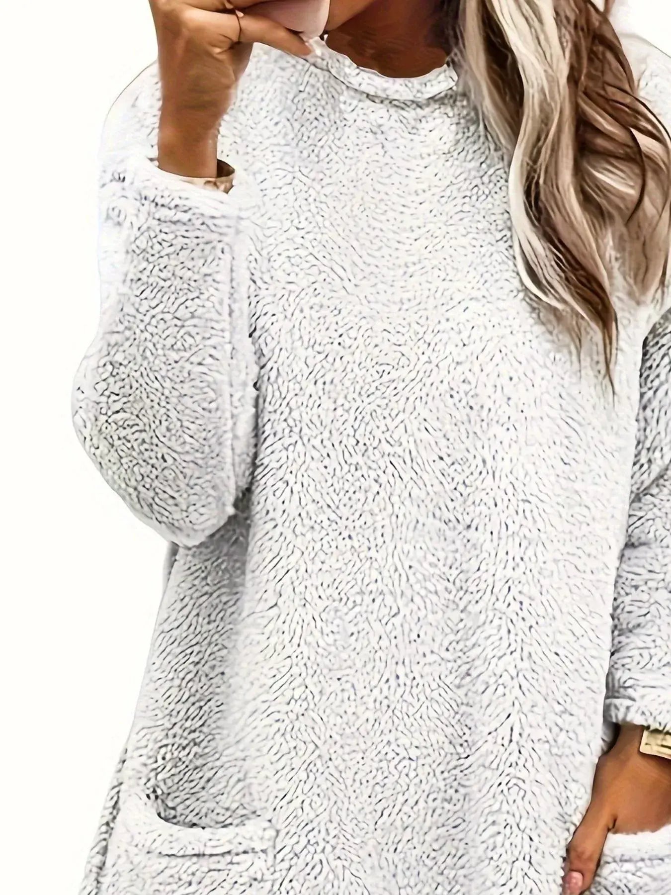 Fleece Long Sleeve Sweatshirt - Trendsi - Flyclothing LLC