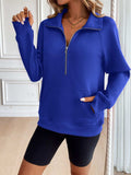 Ivy Lane Half Zip Raglan Sleeve Sweatshirt - Trendsi - Flyclothing LLC