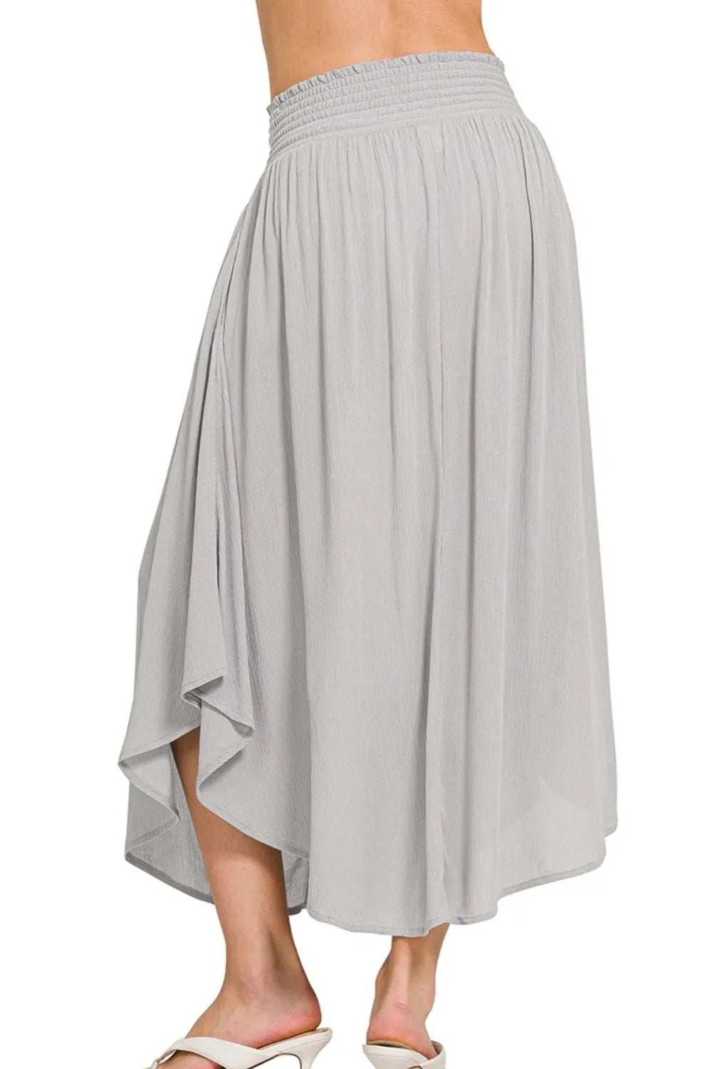 Zenana Woven Crinkle Smocked Waist Maxi Skirt W Pockets - Trendsi - Flyclothing LLC