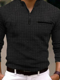 Men's Full Size Quarter Zip Long Sleeve Polo Plus Size - Trendsi