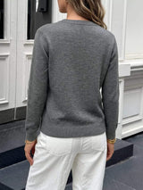 Contrast Button Long Sleeve Cardigan - Trendsi - Flyclothing LLC
