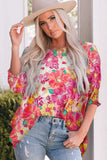 Printed Round Neck Half Sleeve Blouse - Trendsi - Flyclothing LLC