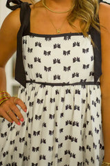 Bow Knot Color Contrast Trim Knotted Shoulder Mini Dress - Trendsi - Flyclothing LLC