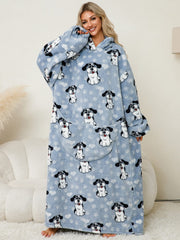 Fuzzy Pocketed Long Sleeve Hooded Lounge Dress - Trendsi